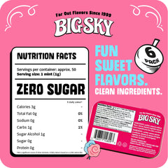 Big Sky open tin with visible mints ready to pop, offering fresh sugar-free sweetness