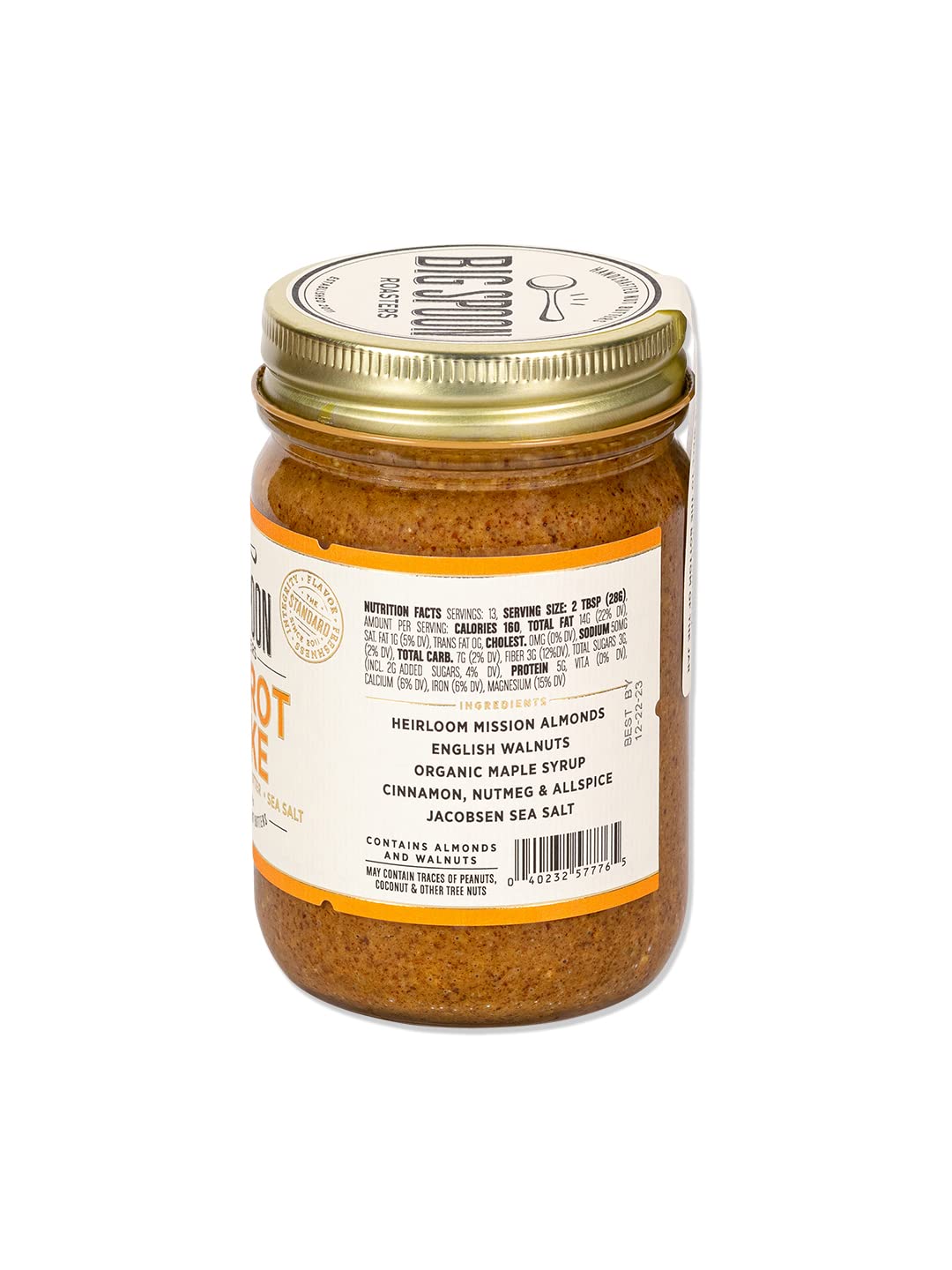 Big Spoon Roasters spoon lifting coarse carrot cake almond butter texture
