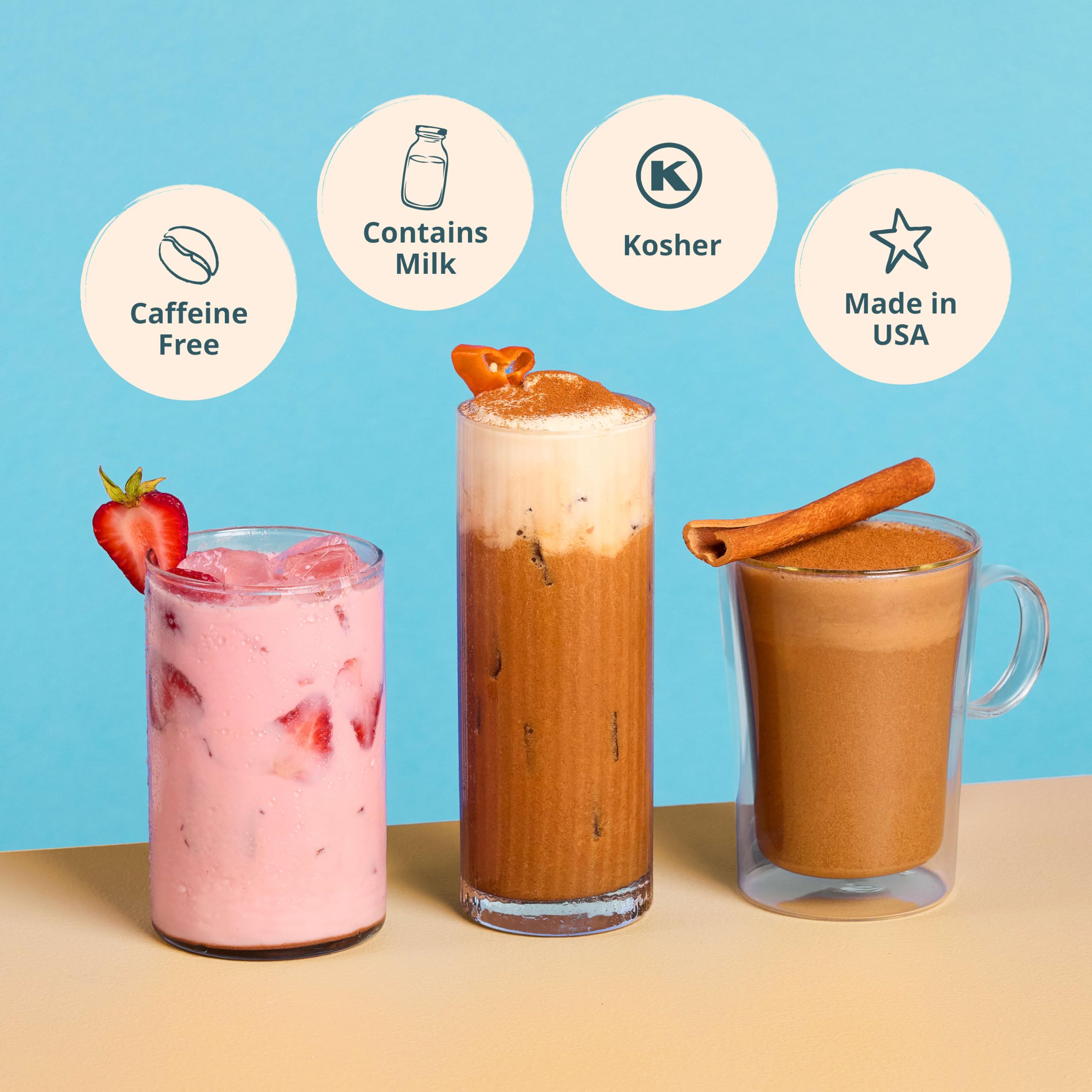 Big Train ingredients flatlay with cinnamon sticks and toppings for menu ideas