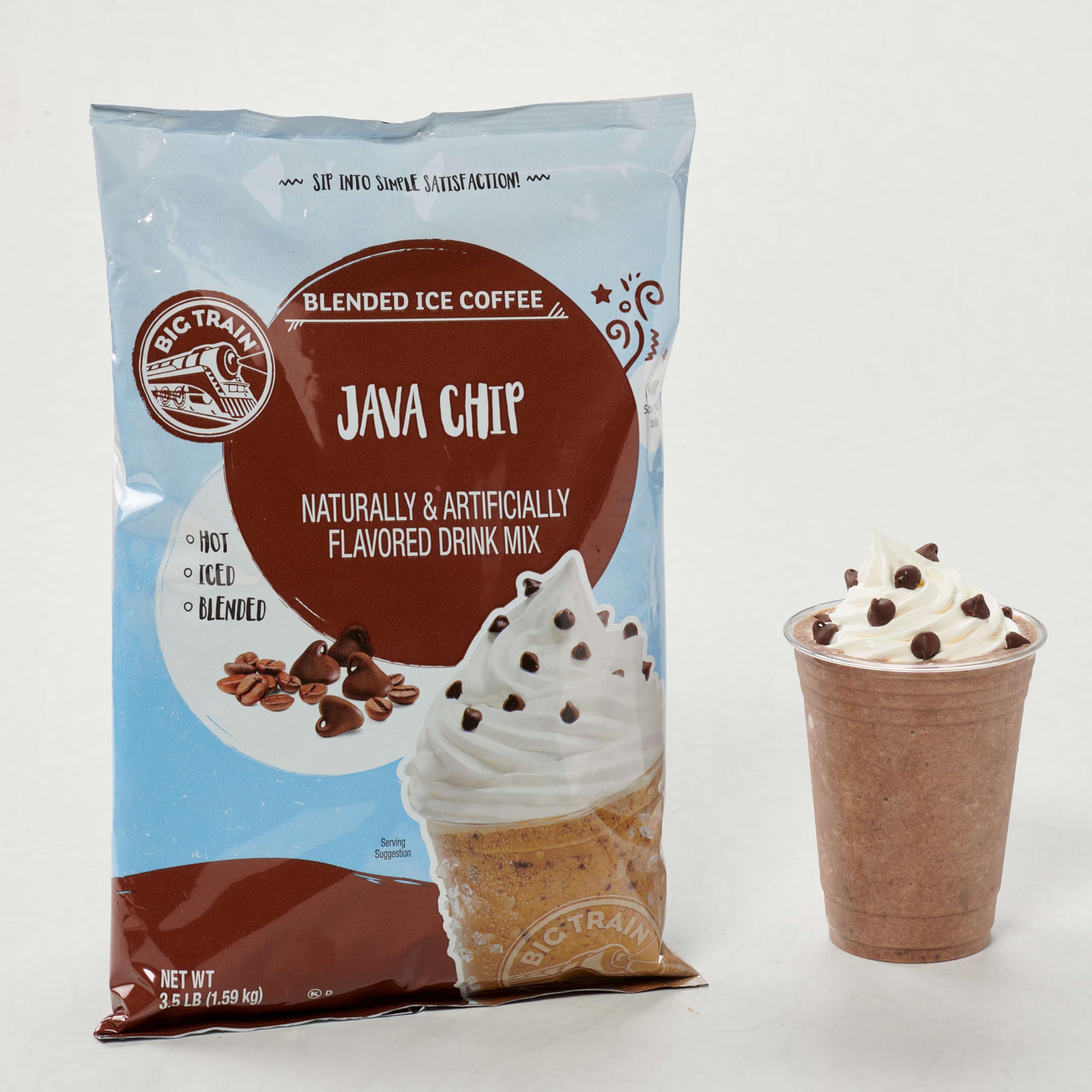Hot cup made from Big Train Java Chip showing comforting hot beverage option