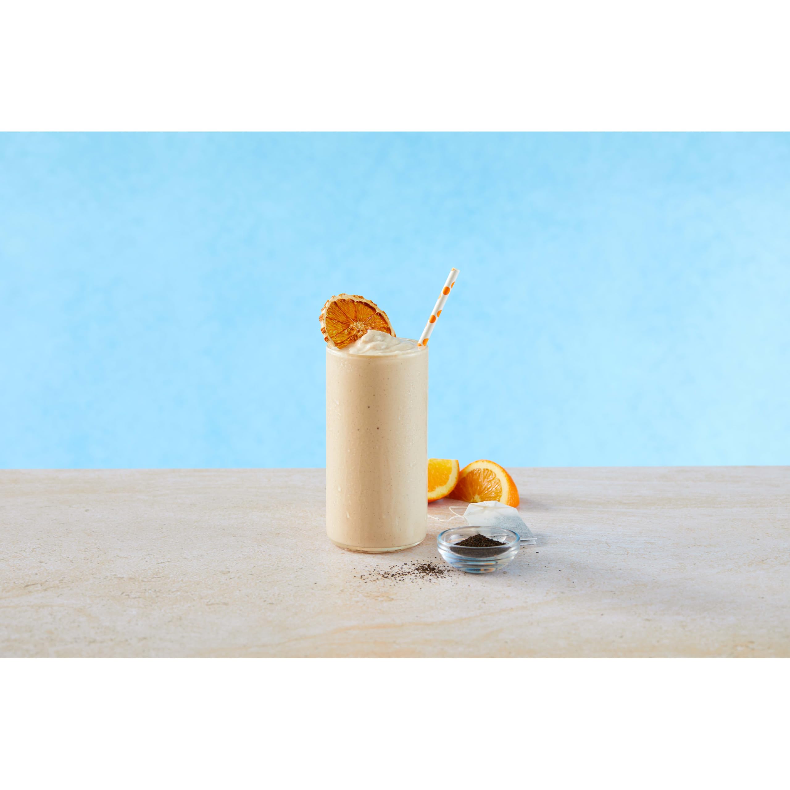 Big Train mix being blended with ice showing easy frozen frappe creation