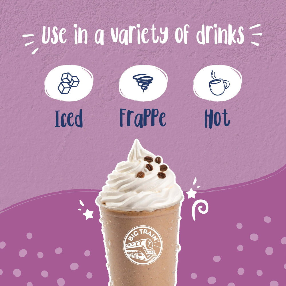 Big Train iced vanilla latte in glass demonstrating refreshing cold serve option
