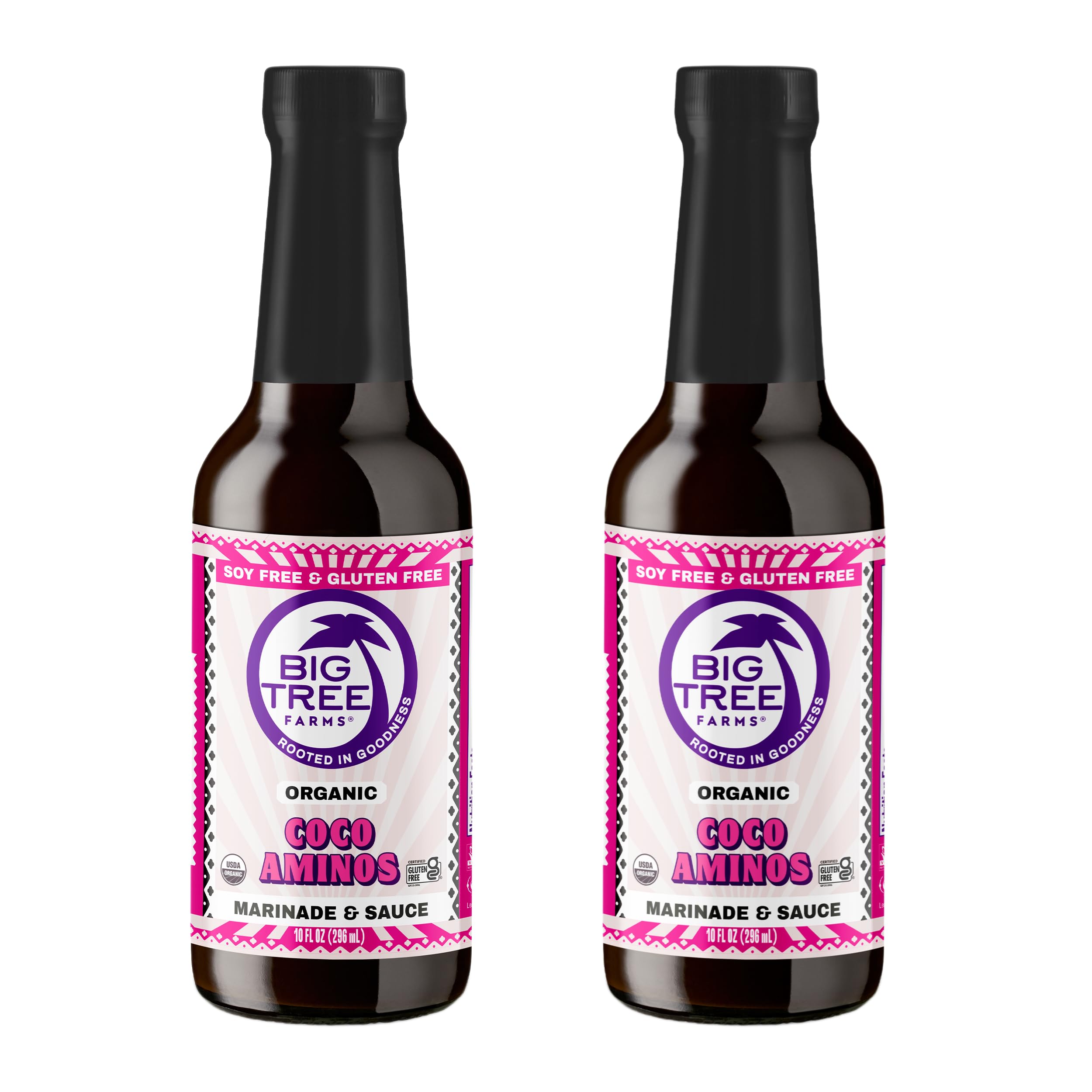 Big Tree Farms front packaging showing label and two bottles, highlights pantry-ready convenience