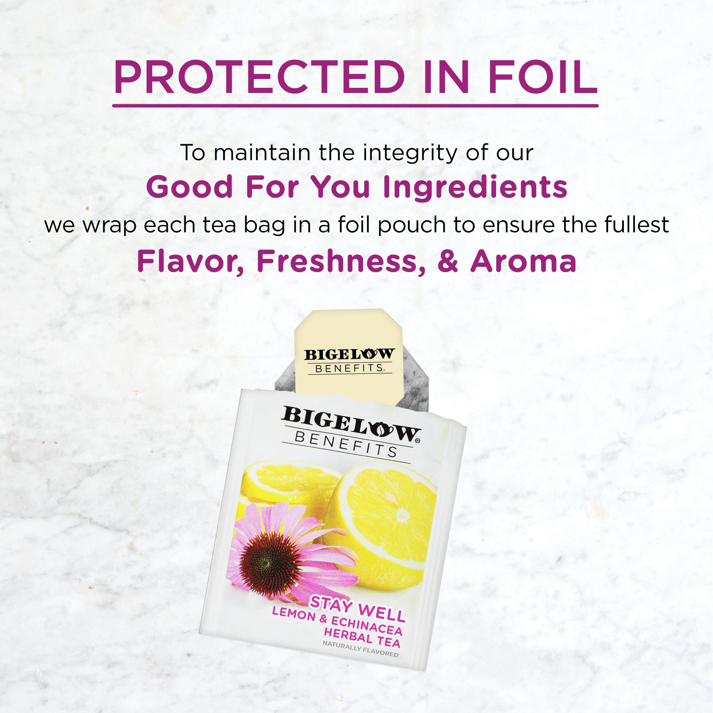 Bigelow Benefits lineup of flavored boxes illustrating variety and choice