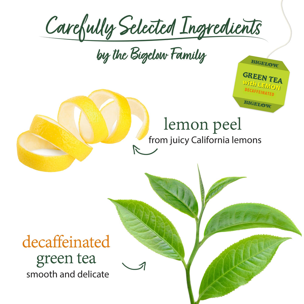 Bigelow brewed cup top view showing clear lemon-accented green tea