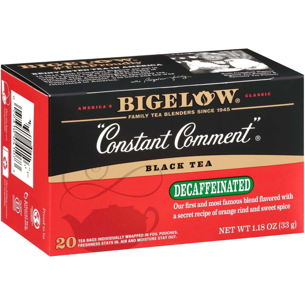 Bigelow Constant Comment front packaging showing six boxes and product name for pantry appeal