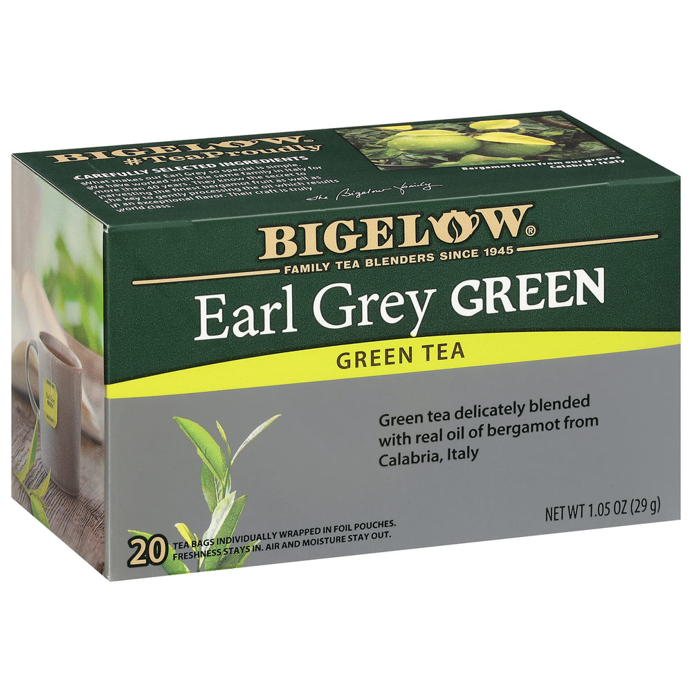 Bigelow Tea front packaging showing 6 boxes and product benefits