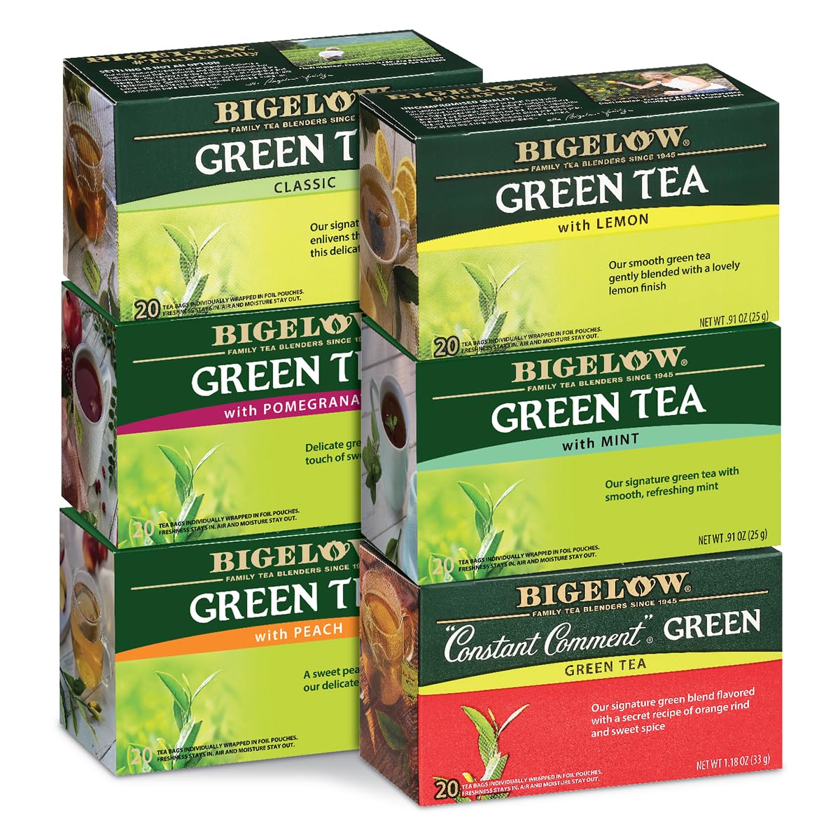 Bigelow front box image showing variety pack and branding for quick recognition