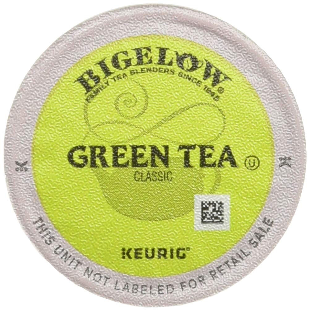 Bigelow front packaging showing 24-count green tea K-Cups and brand clarity