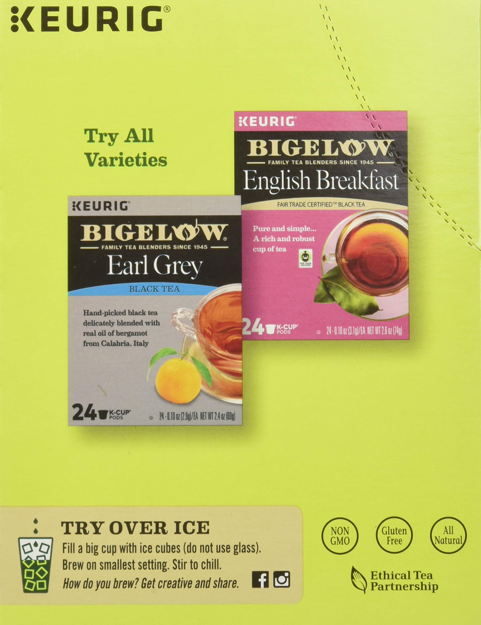 Bigelow label close-up with kosher certification and ingredient transparency