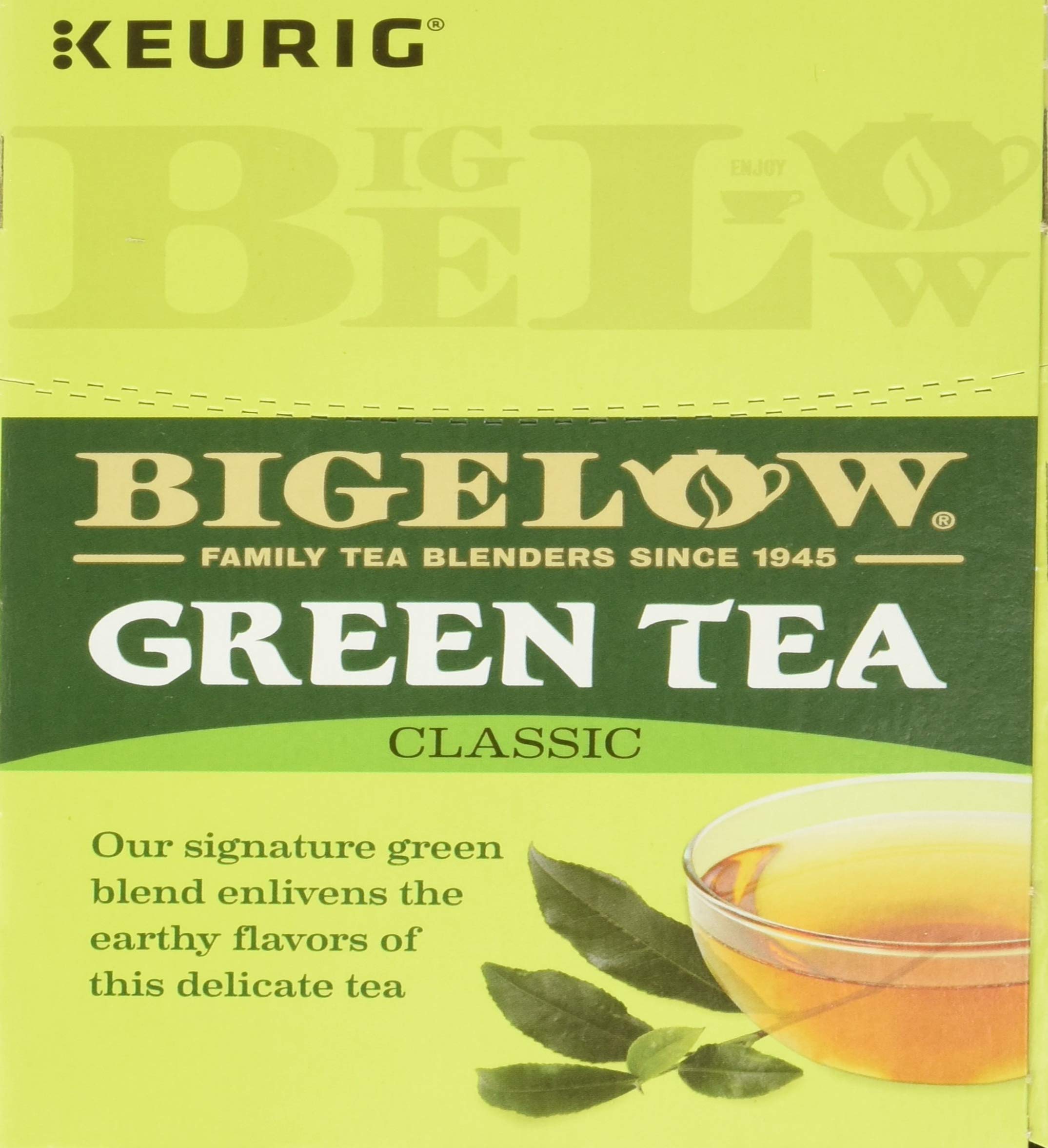 Morning kitchen scene with Bigelow K-Cup brewed tea for quick routines