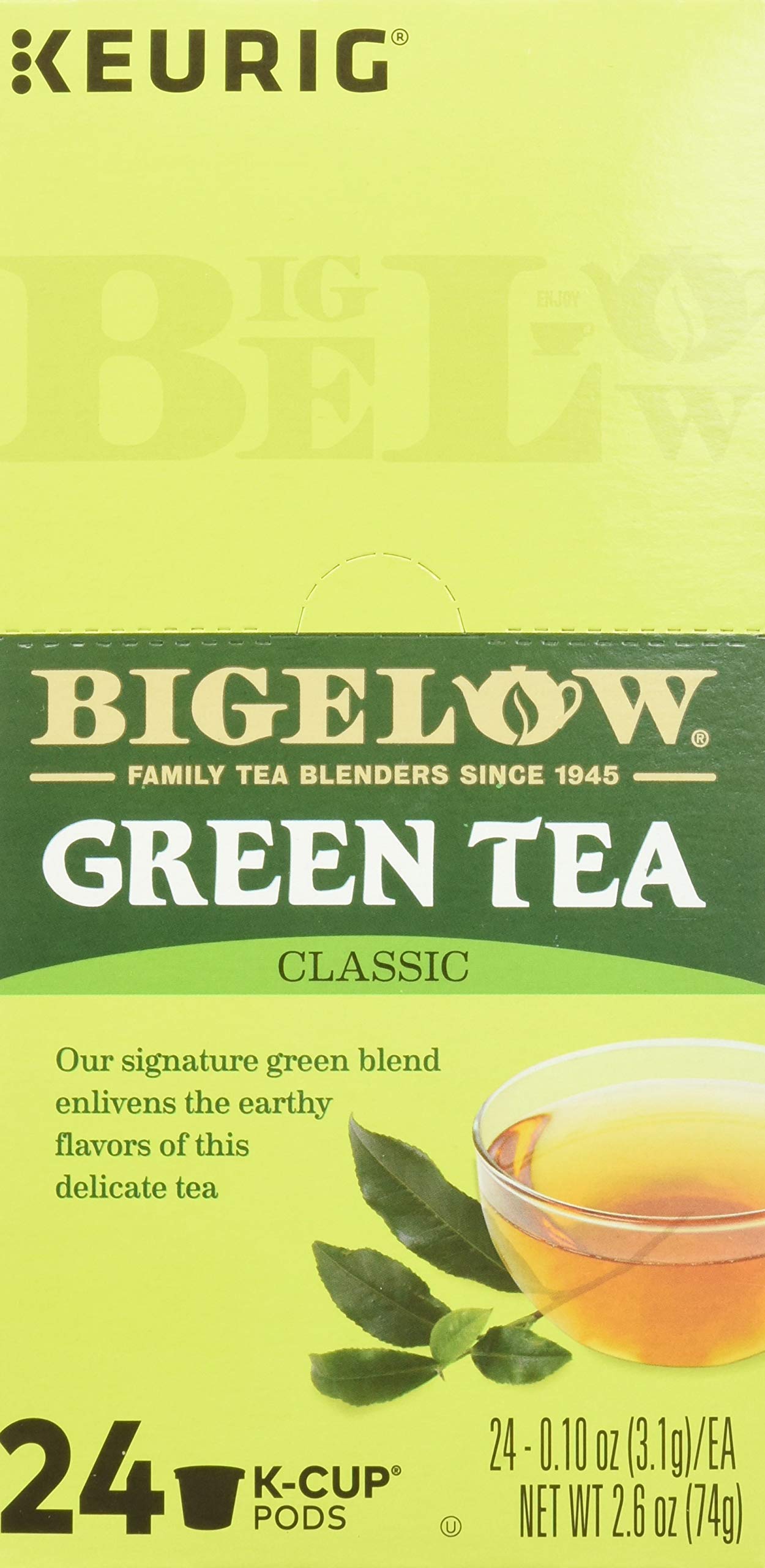 Hand holding Bigelow K-Cup to show pack scale and single-serve convenience
