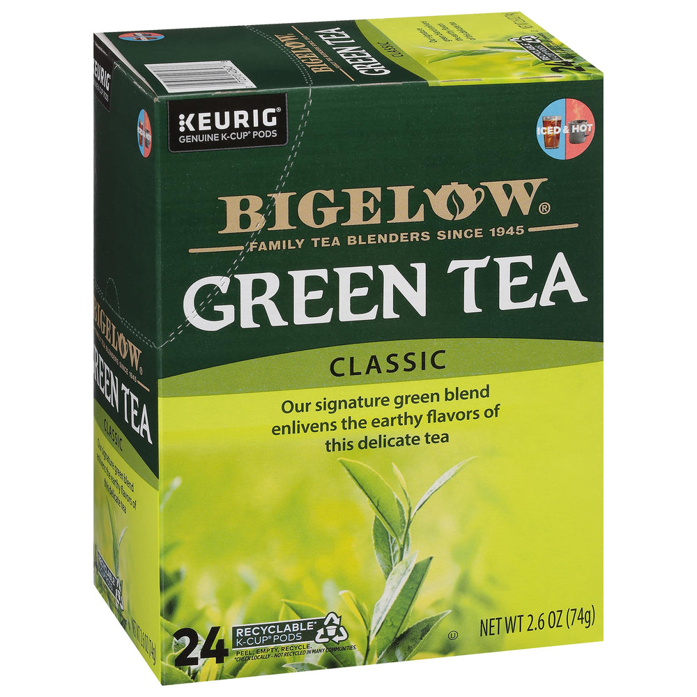 Bigelow front box showing green tea K-Cup pods and clear branding for quick selection