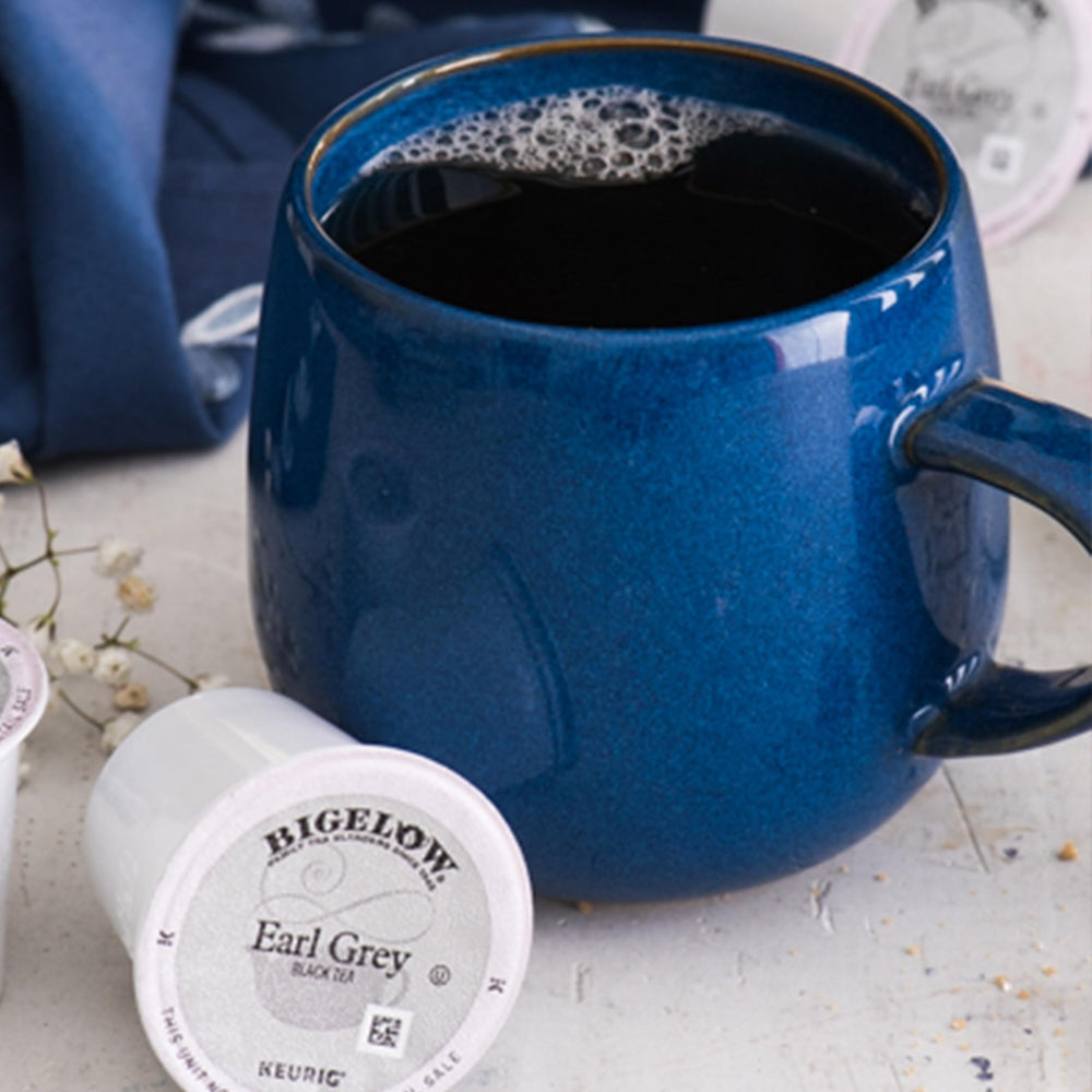 Bigelow K-Cup pod close-up showing filter detail for reliable brew and clean extraction
