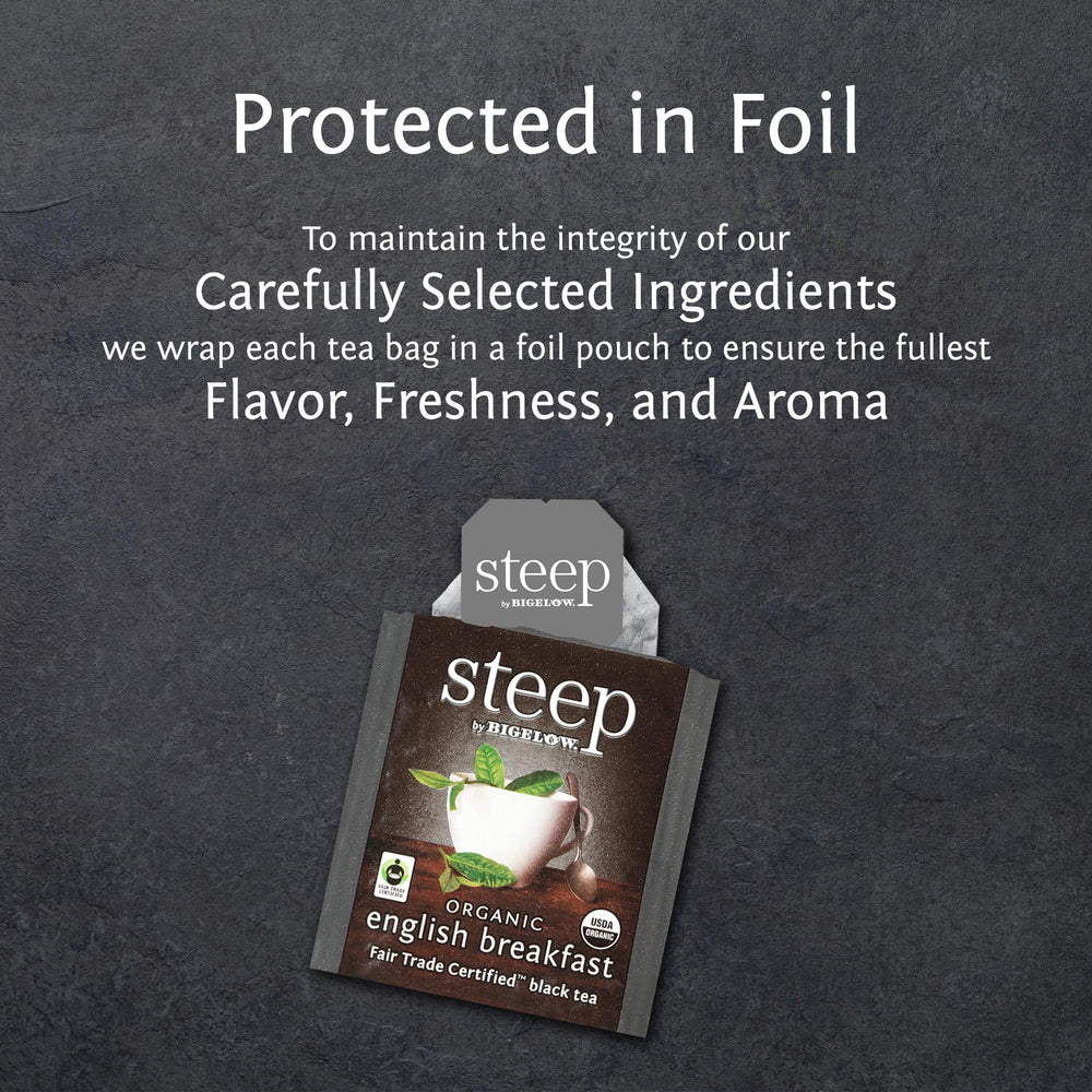 Bigelow close-up of tea leaf texture showing rich, full-bodied flavor benefit