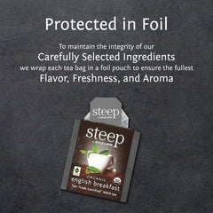 Bigelow close-up of tea leaf texture showing rich, full-bodied flavor benefit
