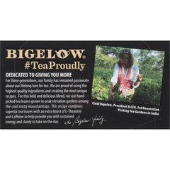 Bigelow foil-wrapped tea bag isolated, preserving freshness and aroma