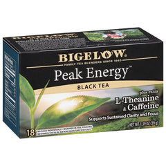 Bigelow Peak Energy front box showing branding and 18-count benefit