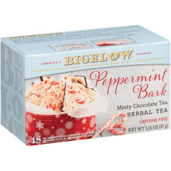 Bigelow peppermint bark front packaging showing box and branding, seasonal gift-ready