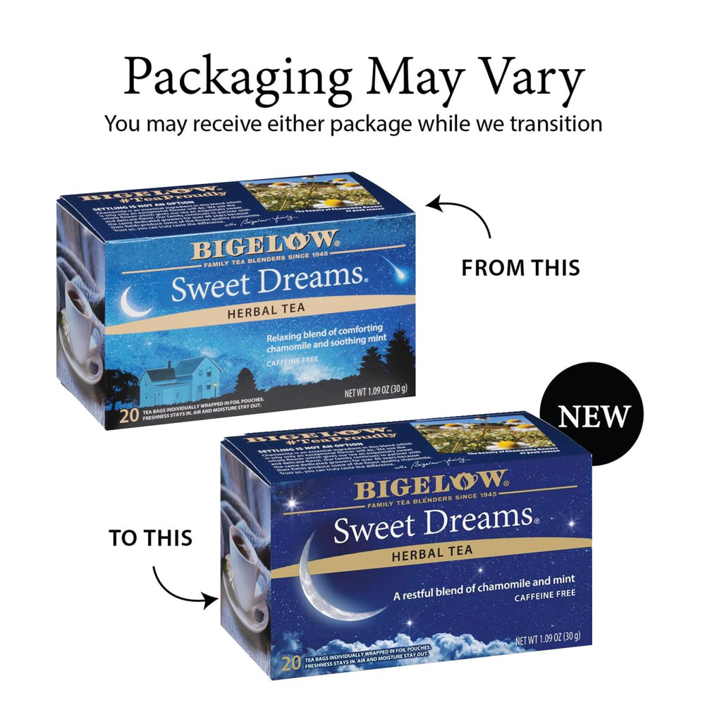 Bigelow Tea Sweet Dreams individual foil-wrapped tea bag preserving freshness and aroma