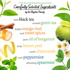 Bigelow Tea open tray display showing eight different flavor options
