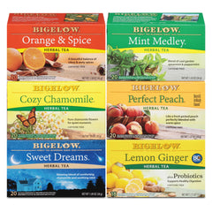 Bigelow Tea variety pack front packaging showing contents and convenience
