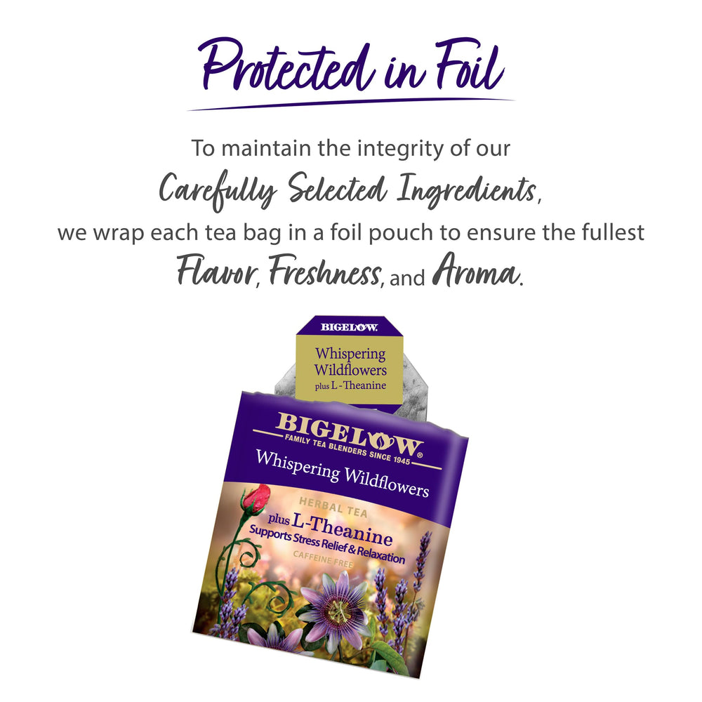 Cup of Bigelow Whispering Wildflowers held in hand for relaxation benefit