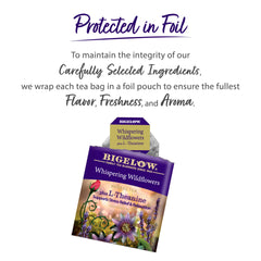 Cup of Bigelow Whispering Wildflowers held in hand for relaxation benefit