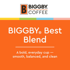 BIGGBY bag label detail showing roast info and brewing guidance for clarity
