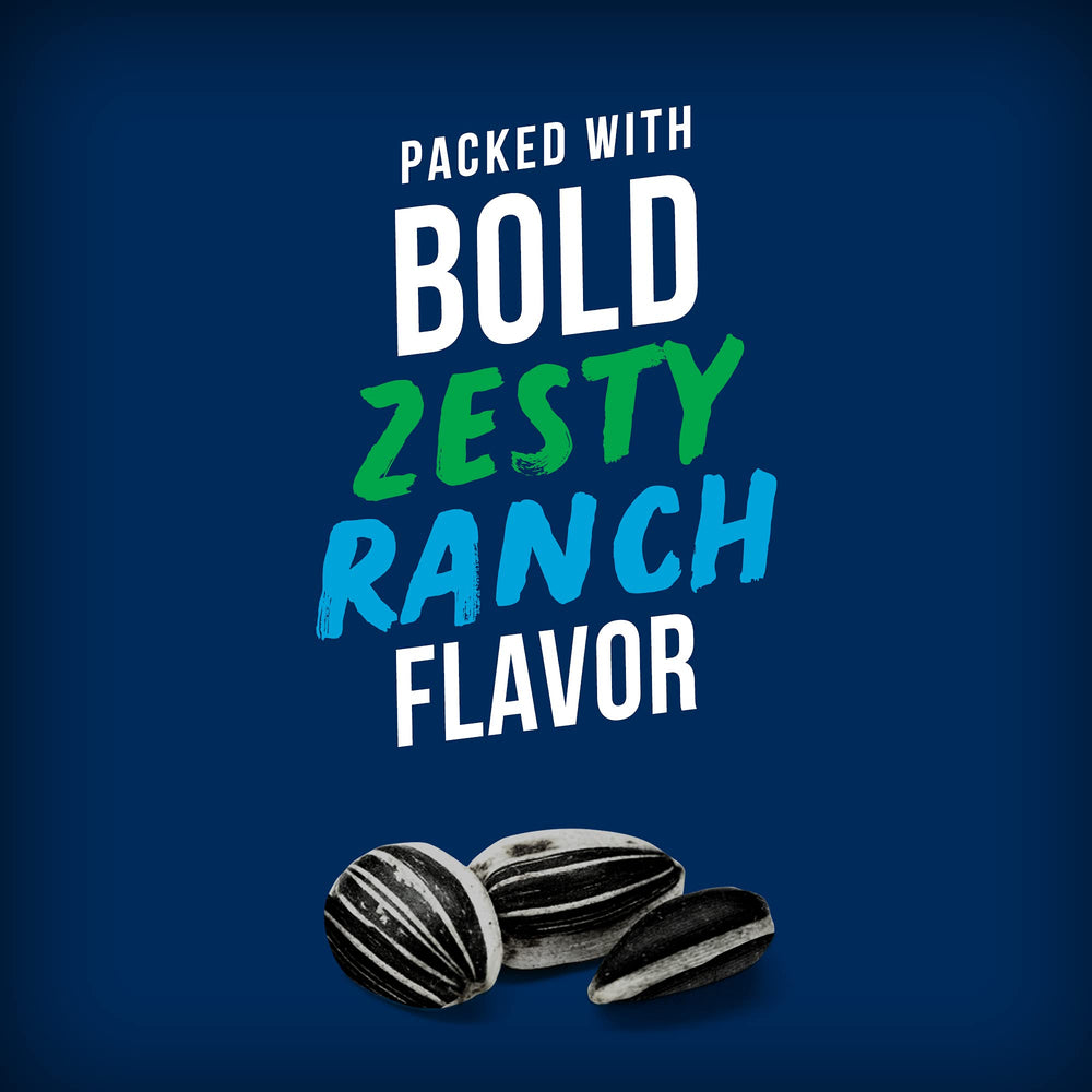 BIGS opened pouch with visible ranch-seasoned sunflower seeds, easy snacking