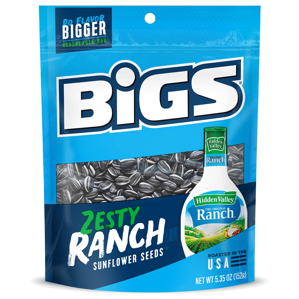 BIGS front packaging showing ranch flavor and resealable bag for convenience