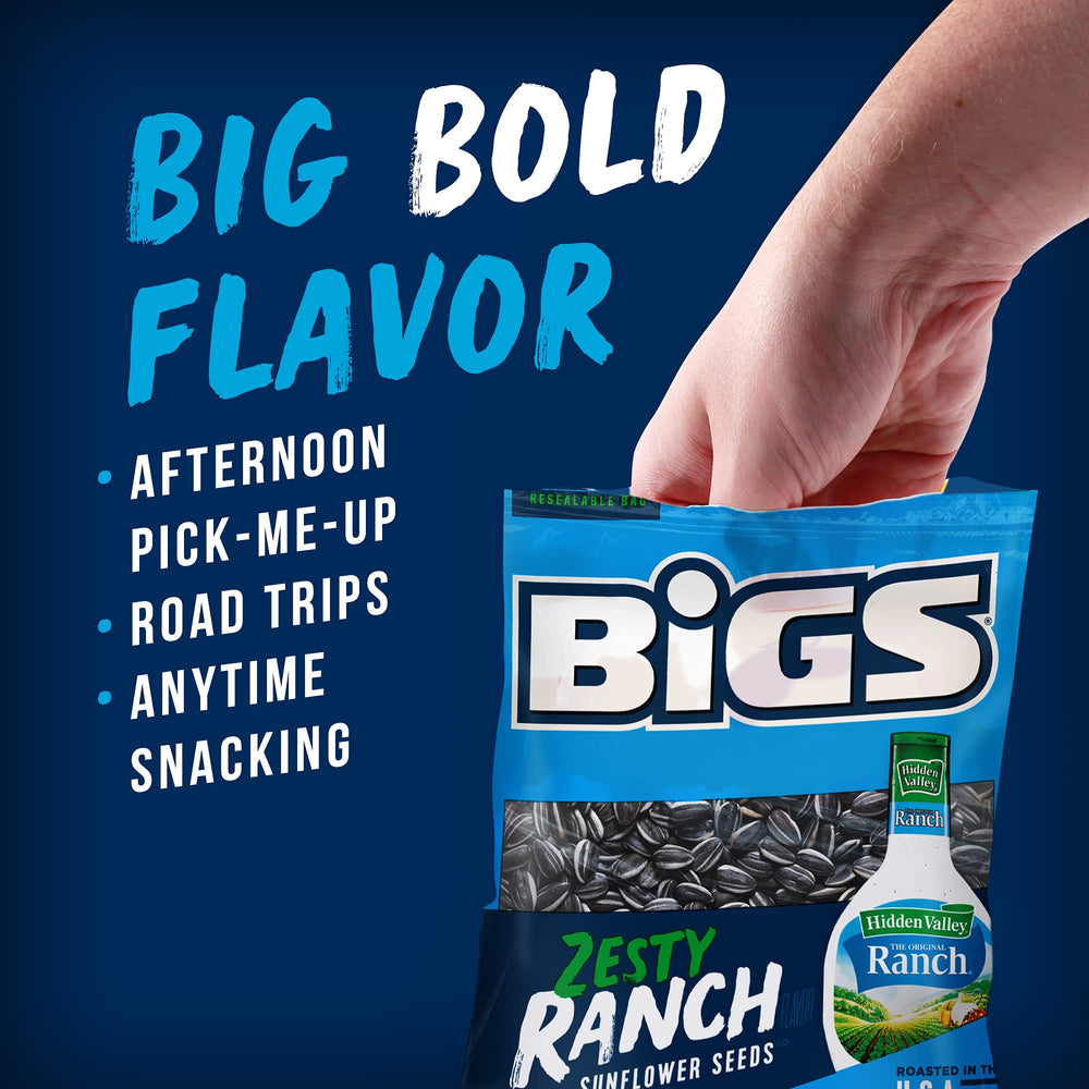 BIGS open bag with zipper visible for freshness and on-the-go use