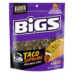 BIGS front packaging showing Taco Supreme flavor and resealable bag benefit
