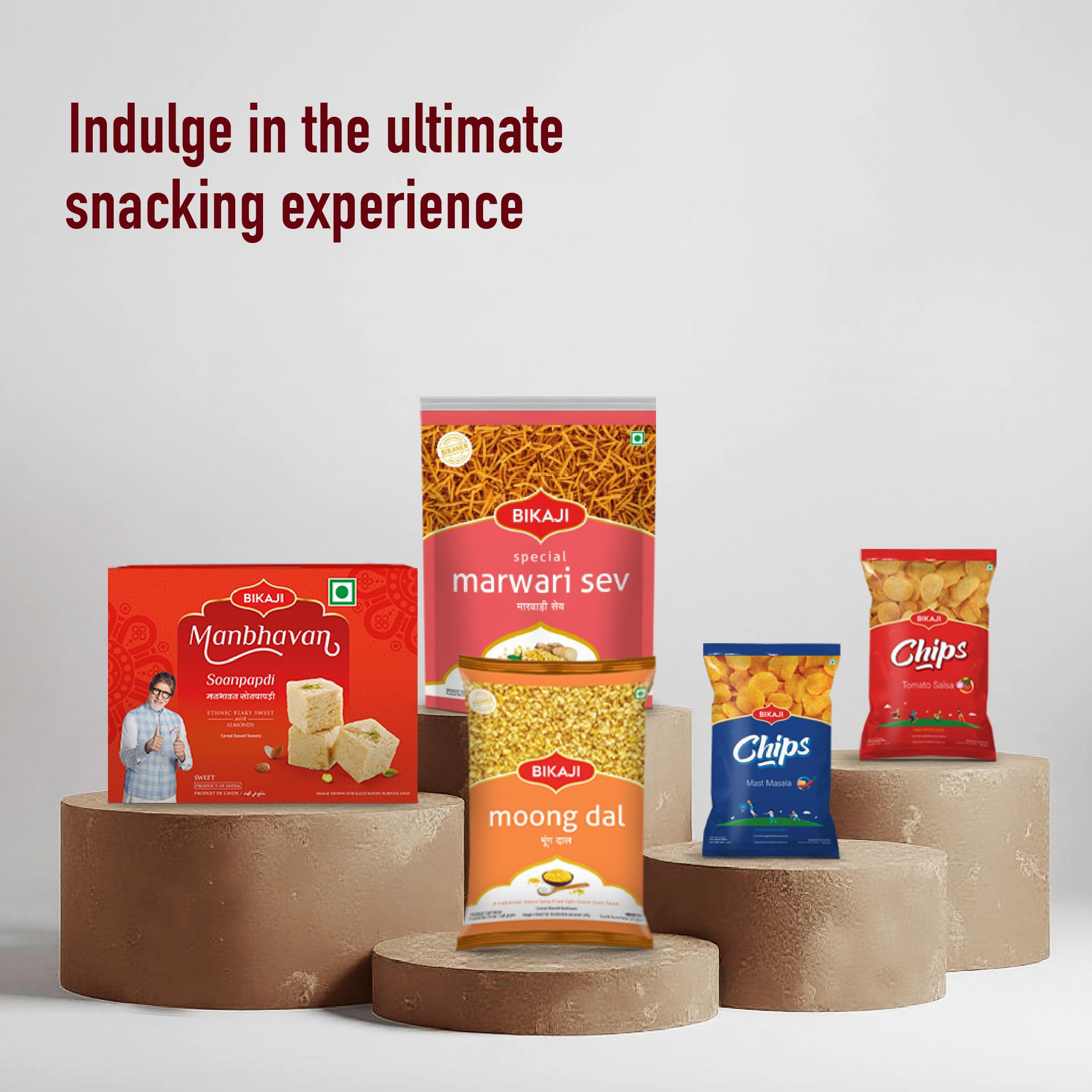 BIKAJI 400g pack beside a scale to show size and pack quantity benefit