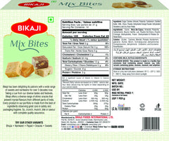 BIKAJI close-up of mewa bite piece revealing condensed-milk texture and soft bite