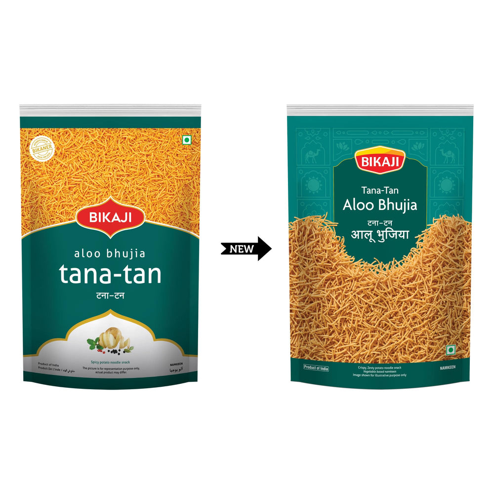 BIKAJI opened pouch with visible noodles showing freshness and easy access