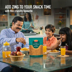 BIKAJI bhujia in a bowl beside tea portraying perfect tea-time pairing