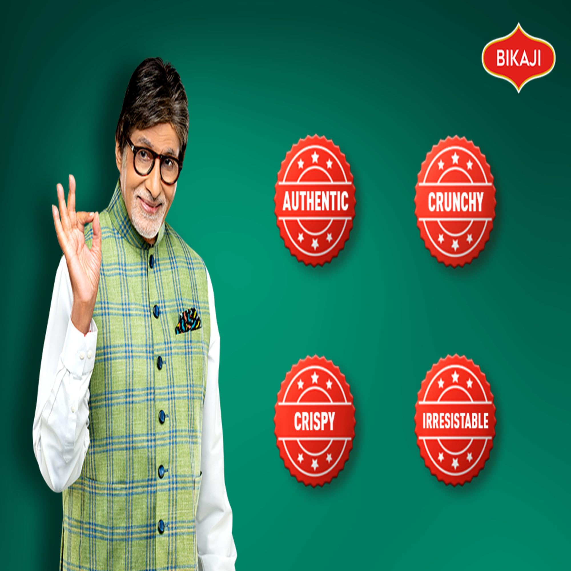 BIKAJI handful of bhujia to show scale and generous portion size