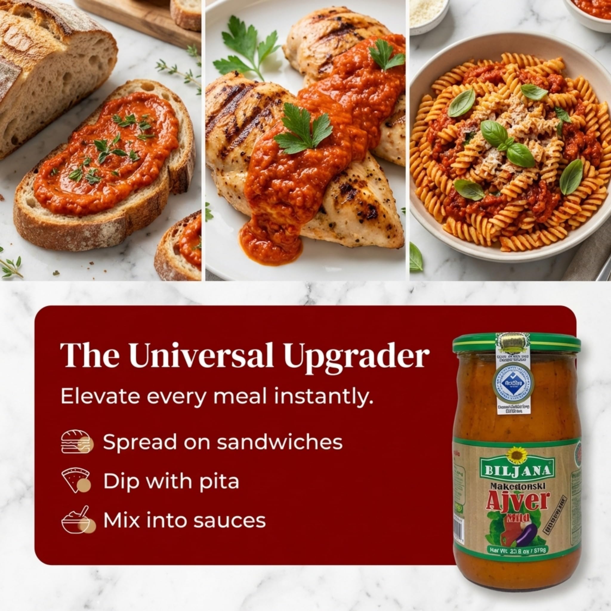 Biljana jar beside utensils showing 23.6 oz scale and portion guidance benefit