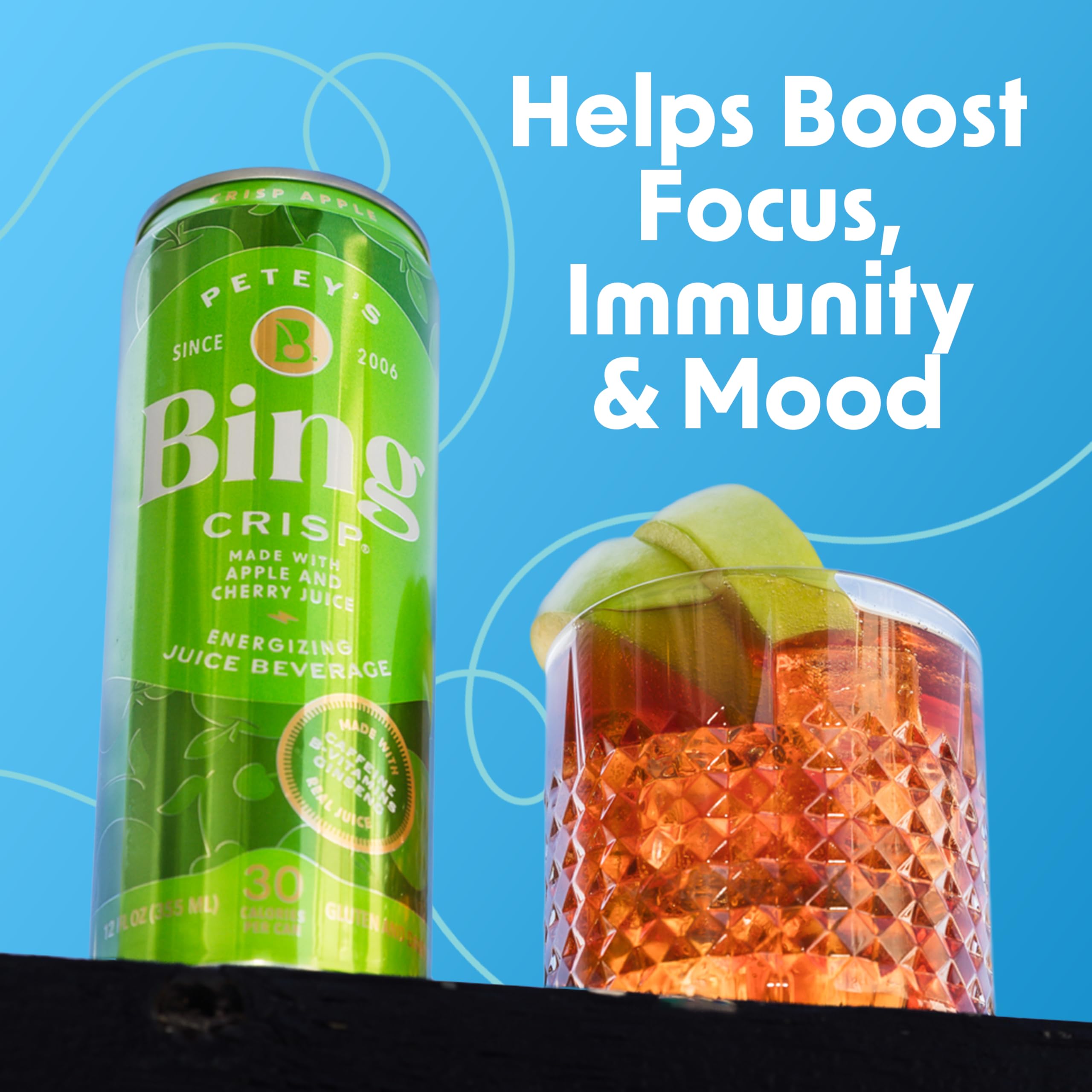 Bing crisp pour showing juice texture and real fruit taste benefit