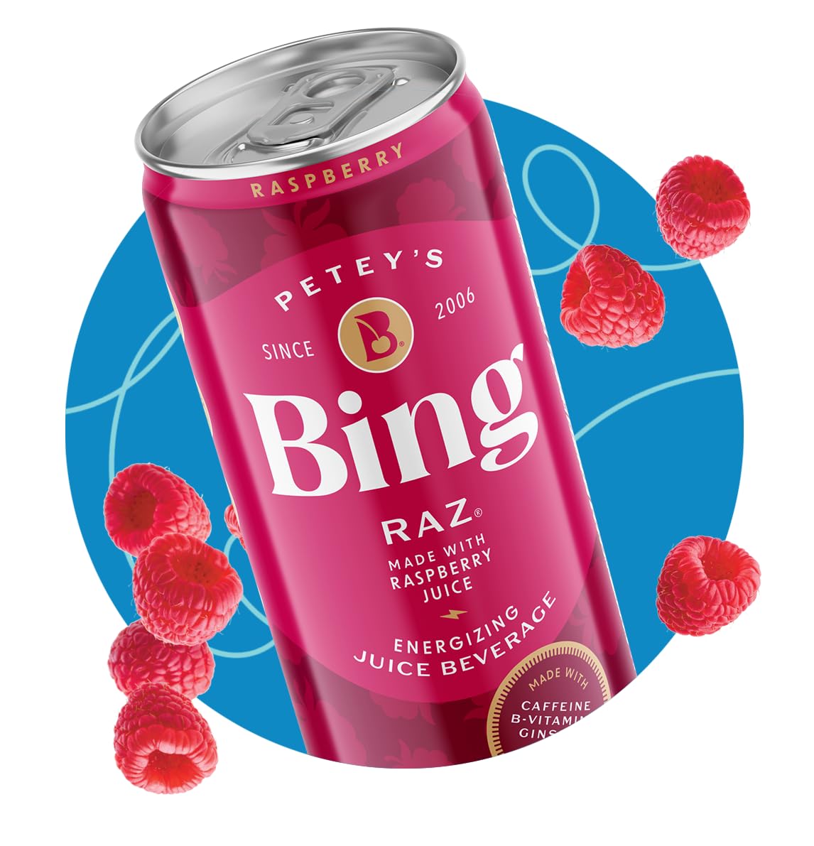 Bing splash with fruit pieces illustrating real juice ingredients benefits