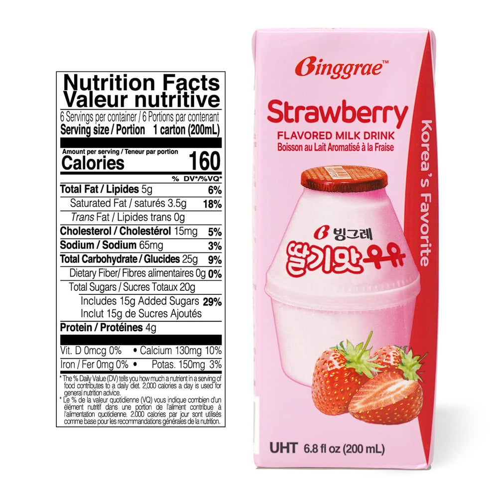 Binggrae close-up of strawberry milk texture highlighting creamy consistency