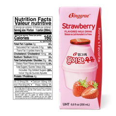 Binggrae close-up of strawberry milk texture, highlighting creamy consistency