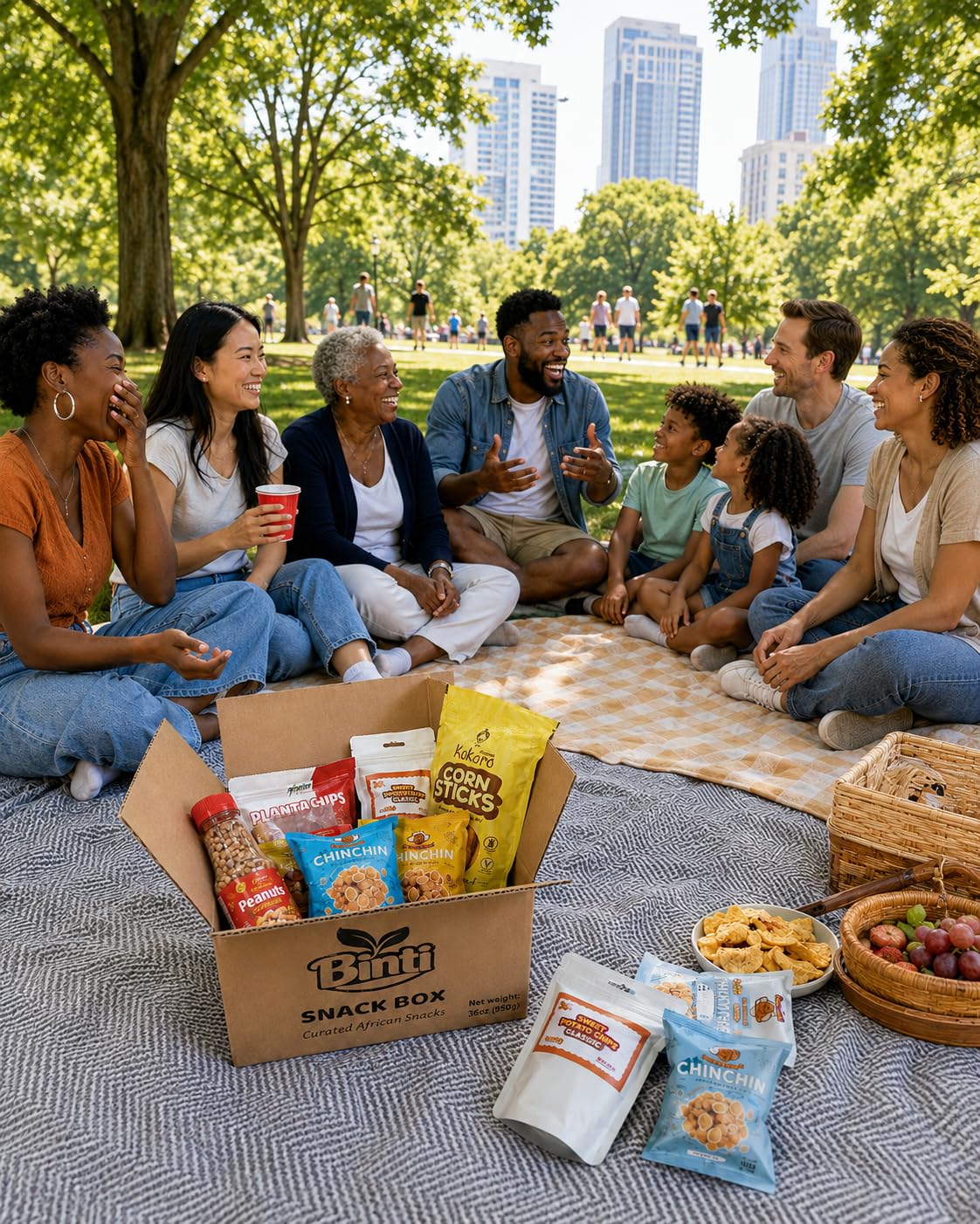 Binti variety spread on table displaying assorted snacks for parties and sharing