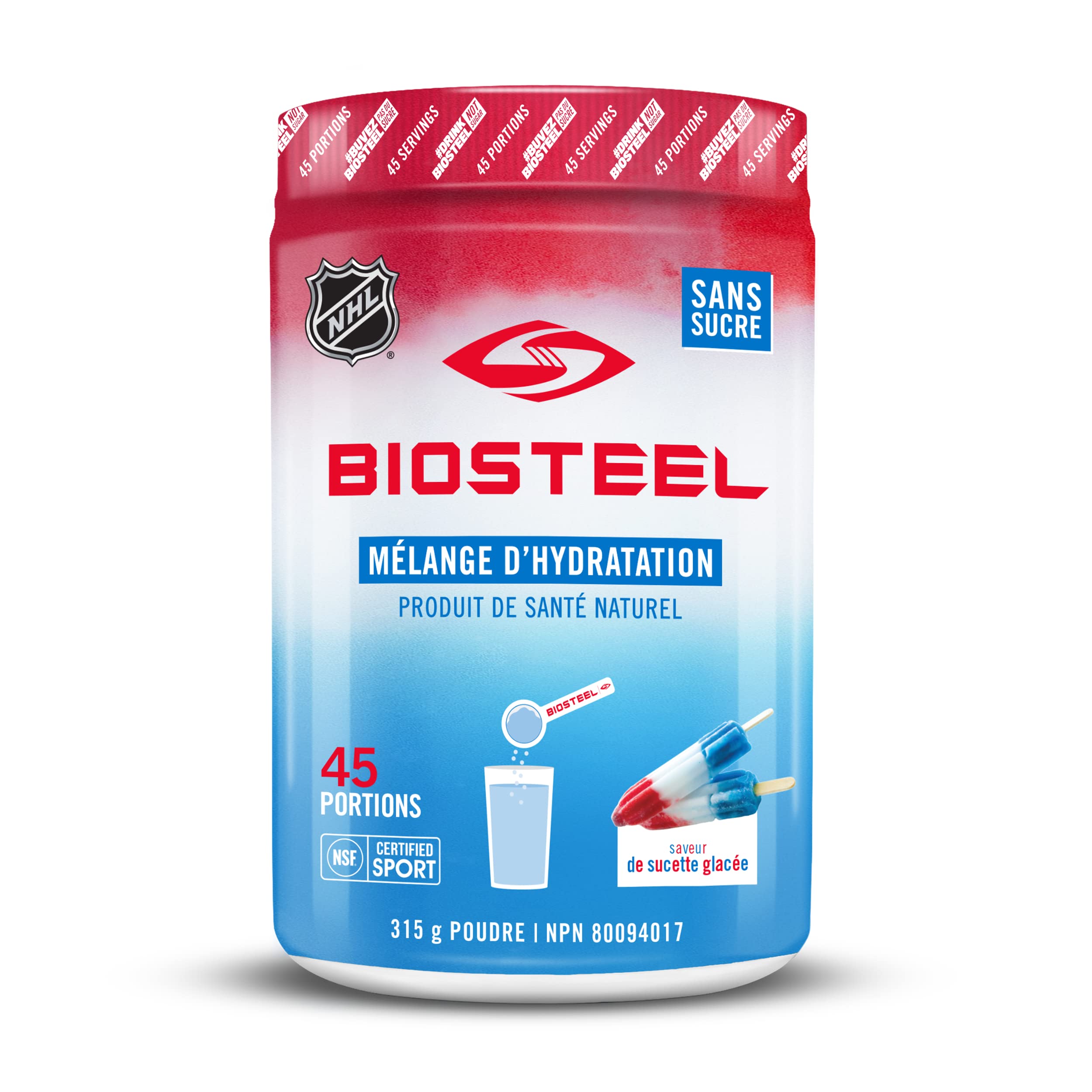 BIOSTEEL powder close-up showing fine texture for fast mixing and smooth hydration
