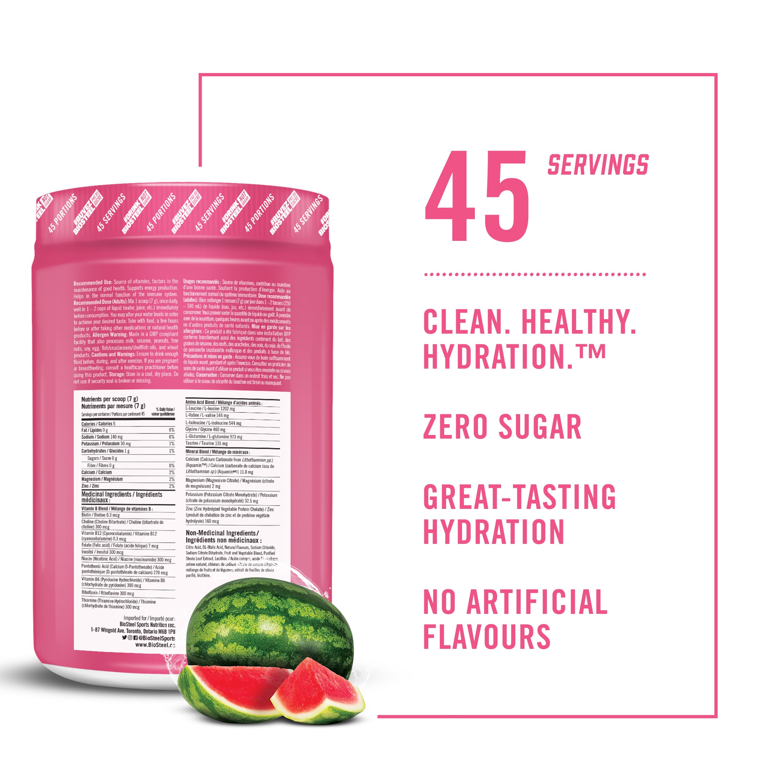 BIOSTEEL powder close-up texture showing fine granules and natural color for quick dissolve benefit