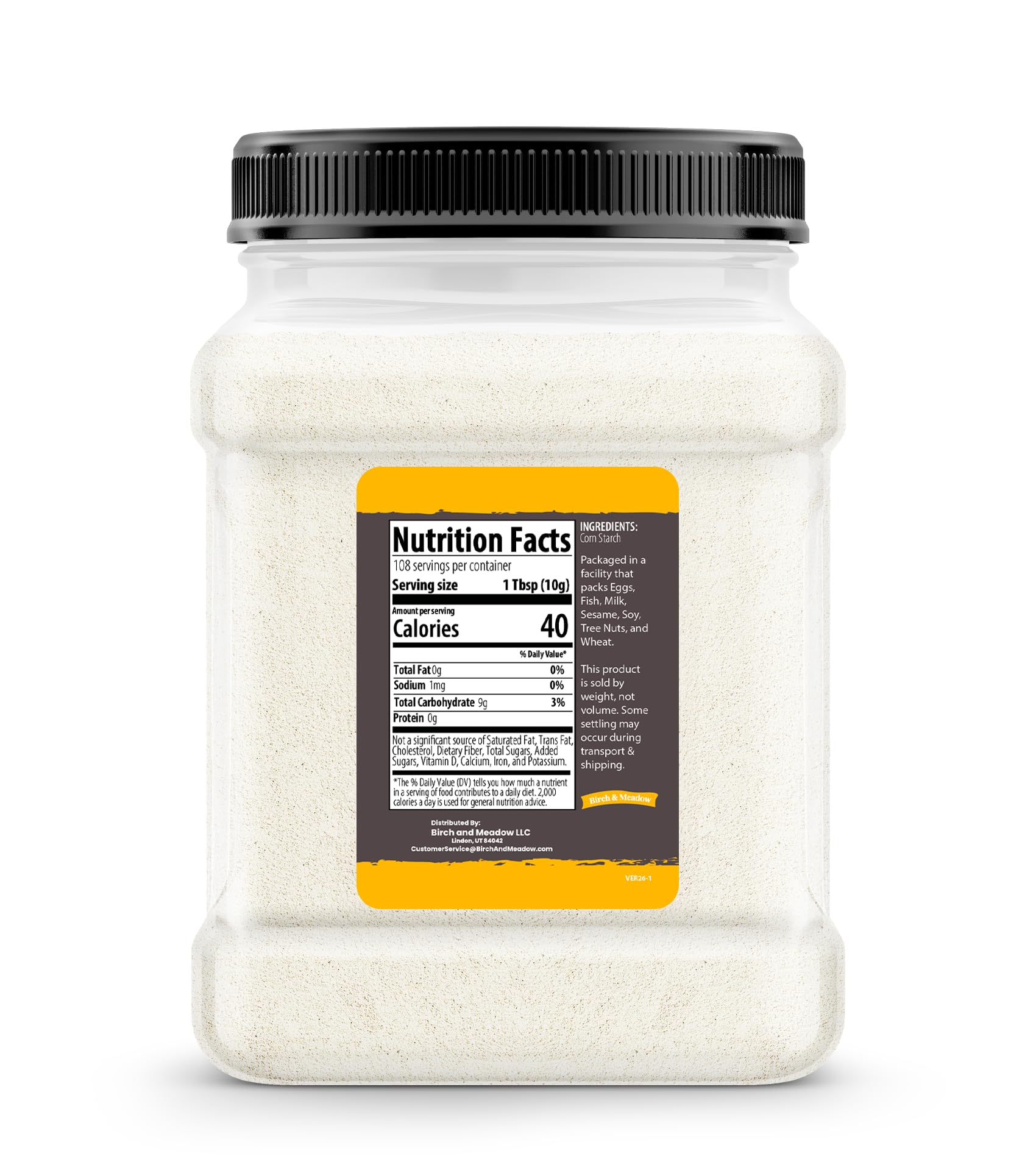 Birch & Meadow corn starch fine powder texture close-up, smooth consistency for lump-free mixing