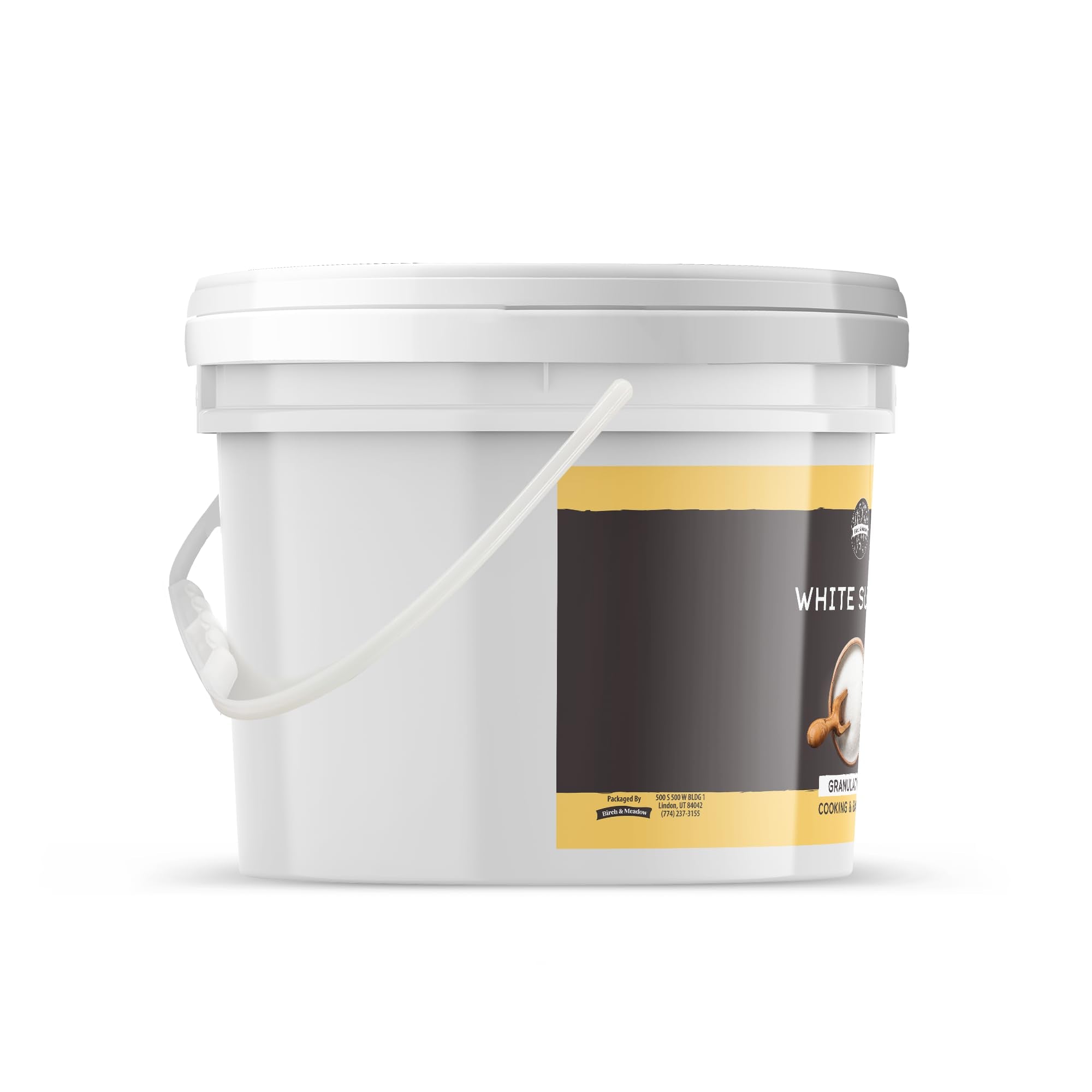 Birch & Meadow bucket lid close-up showing resealable seal to keep sugar fresh