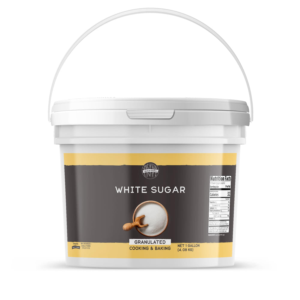 Birch & Meadow front view of 1-gallon sugar bucket showing label and packaging benefit