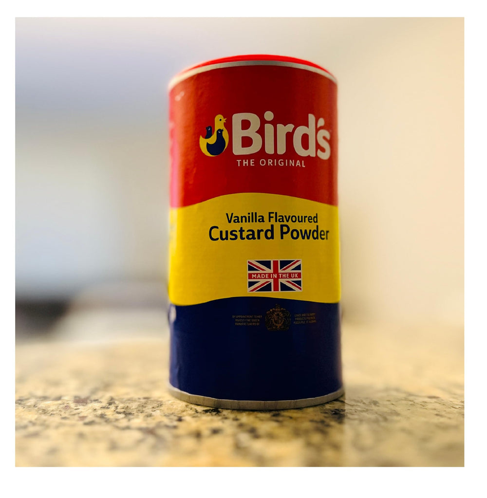 Bird's custard powder close-up texture for easy dissolving